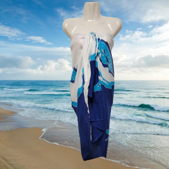 Womens Sarong Cotton Wrap, Handpainted Batik Wrapskirt Beach Pareo Beachwear-NEW - Picture 2 of 8